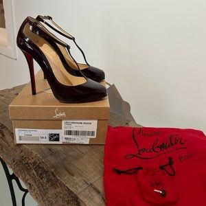 Christian Louboutin Ditassima 120 Parent burgundy T-strap pump - size 38.5